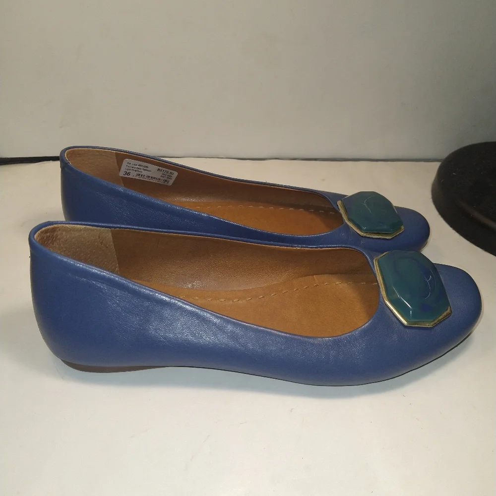 Arezzo Blue Round Toe Ballet Flats Shoes Women's sz 7.